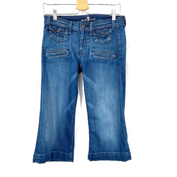 7 For All Mankind 7FAMK dojo crop capri jeans wide leg flare carolina geneva 27 - Picture 1 of 13